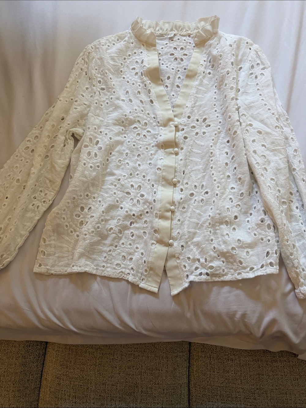 SHEIN WHITE EYELET BLOUSE